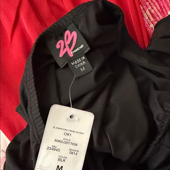 NWT 2Bebe Elegant Black Halter Top size M - Picture 7 of 9